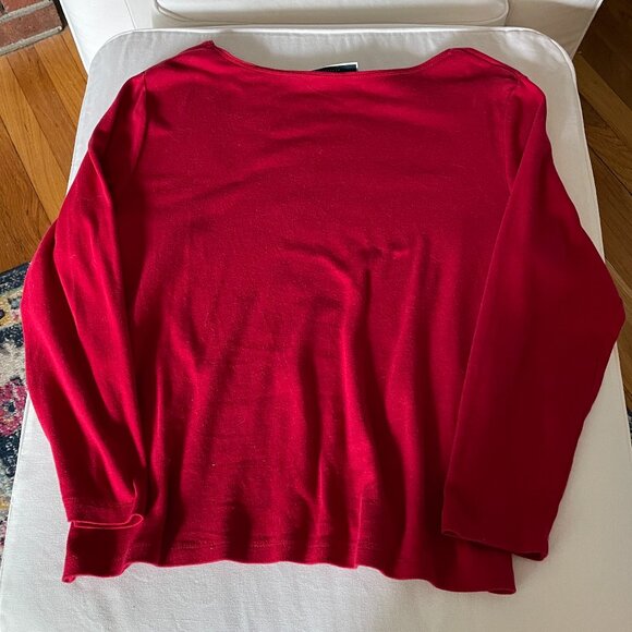 Karen Scott Petites Red Rhinestone Reindeer Top-PXL - Picture 4 of 4